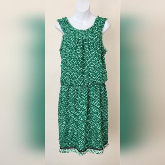 STUDIO M Green Multi Color Polka Dot Print Sleeveless Dress Size L - Picture 2 of 14